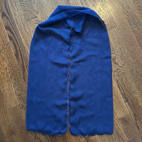 Vintage 50s/60s blue polyester head scarf - Picture 5 of 9